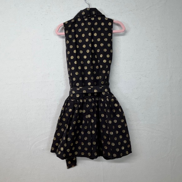 Girls‎ Black Gold Polka Dot Sleeveless Dress with Belt Size S - Picture 3 of 7